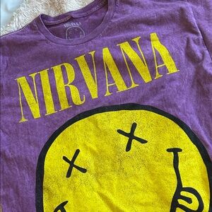 NIRVANA Statement T-Shirt in Purple and Yellow